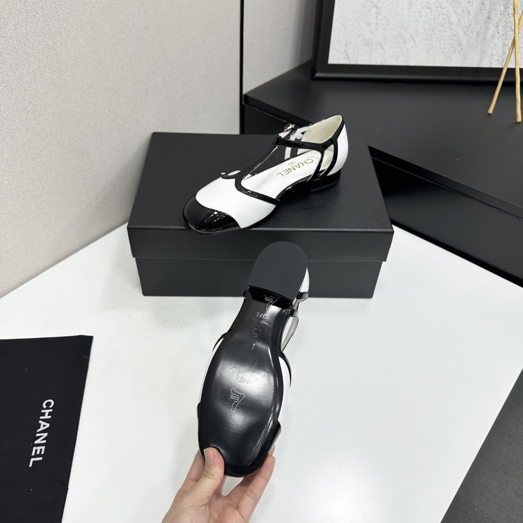 Chanel T-Strap Cap-Toe Mary Jane Flats