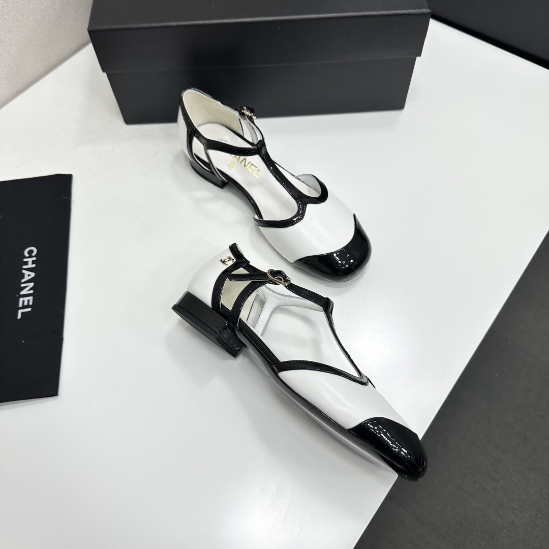 Chanel T-Strap Cap-Toe Mary Jane Flats