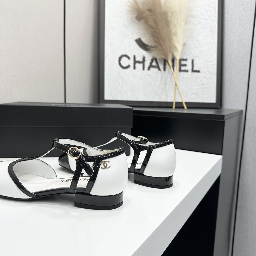 Chanel T-Strap Cap-Toe Mary Jane Flats