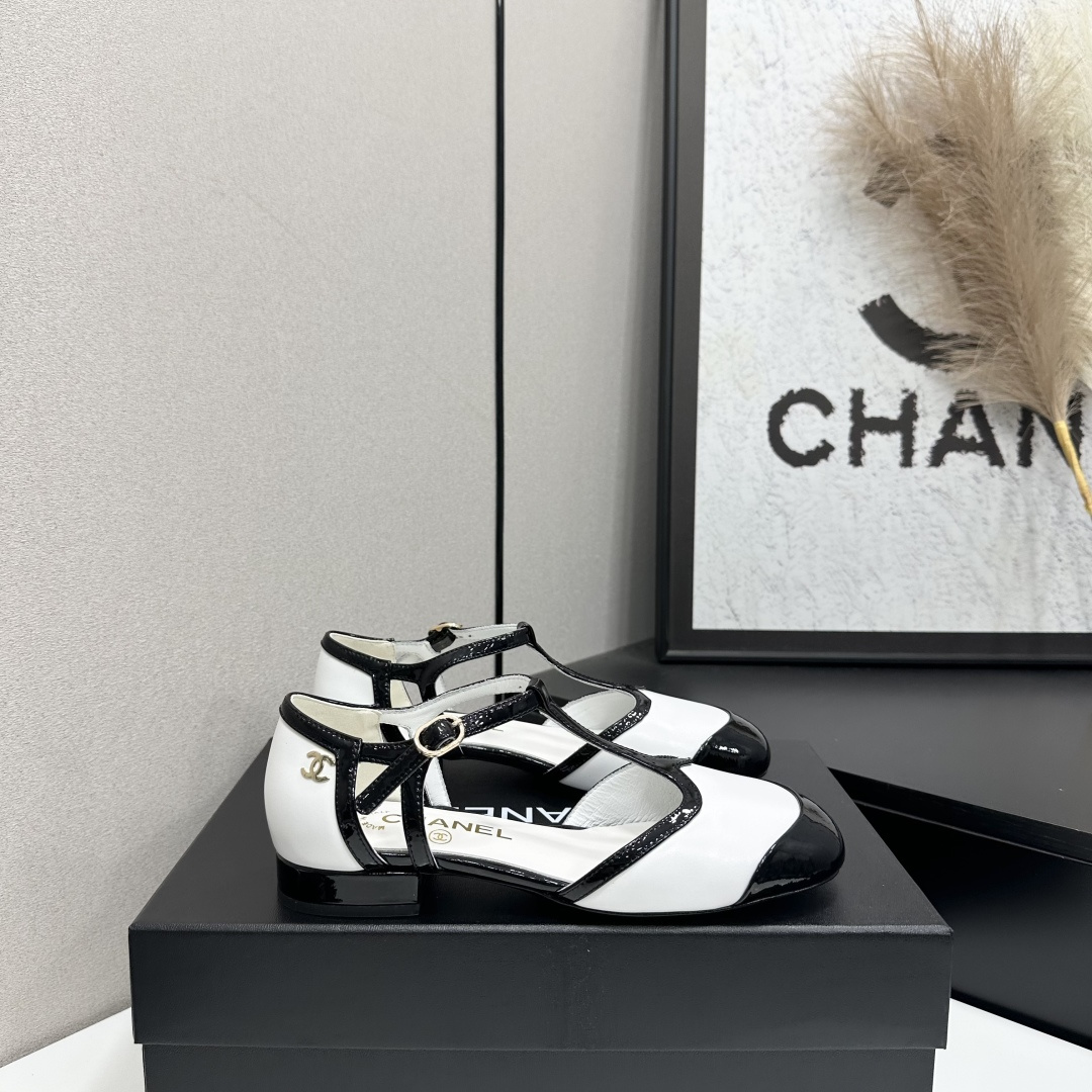 Chanel T-Strap Cap-Toe Mary Jane Flats