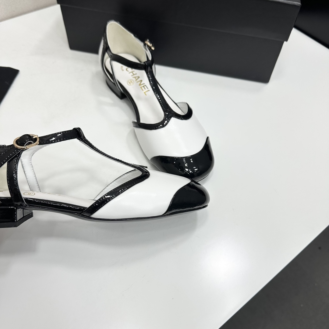 Chanel T-Strap Cap-Toe Mary Jane Flats