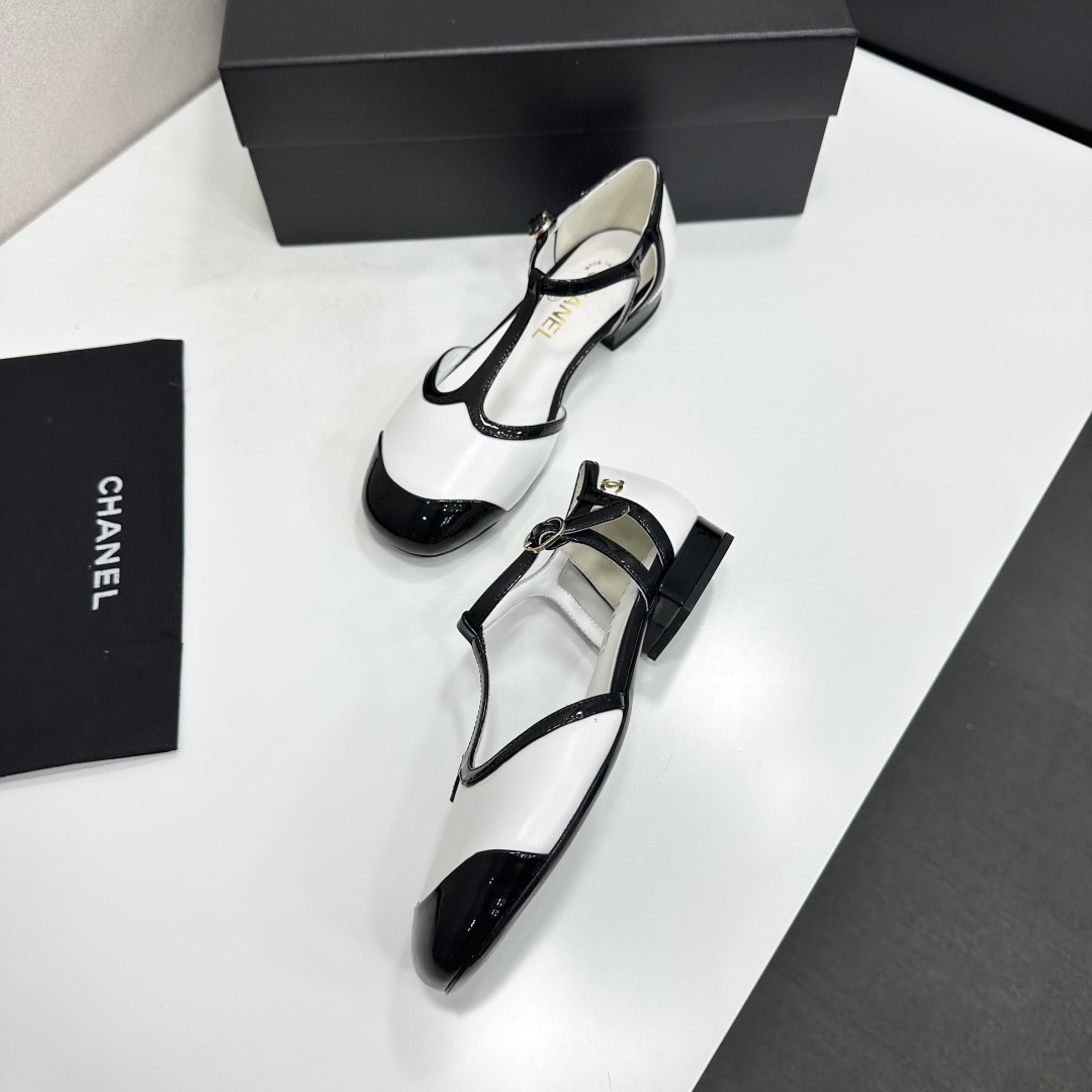 Chanel T-Strap Cap-Toe Mary Jane Flats