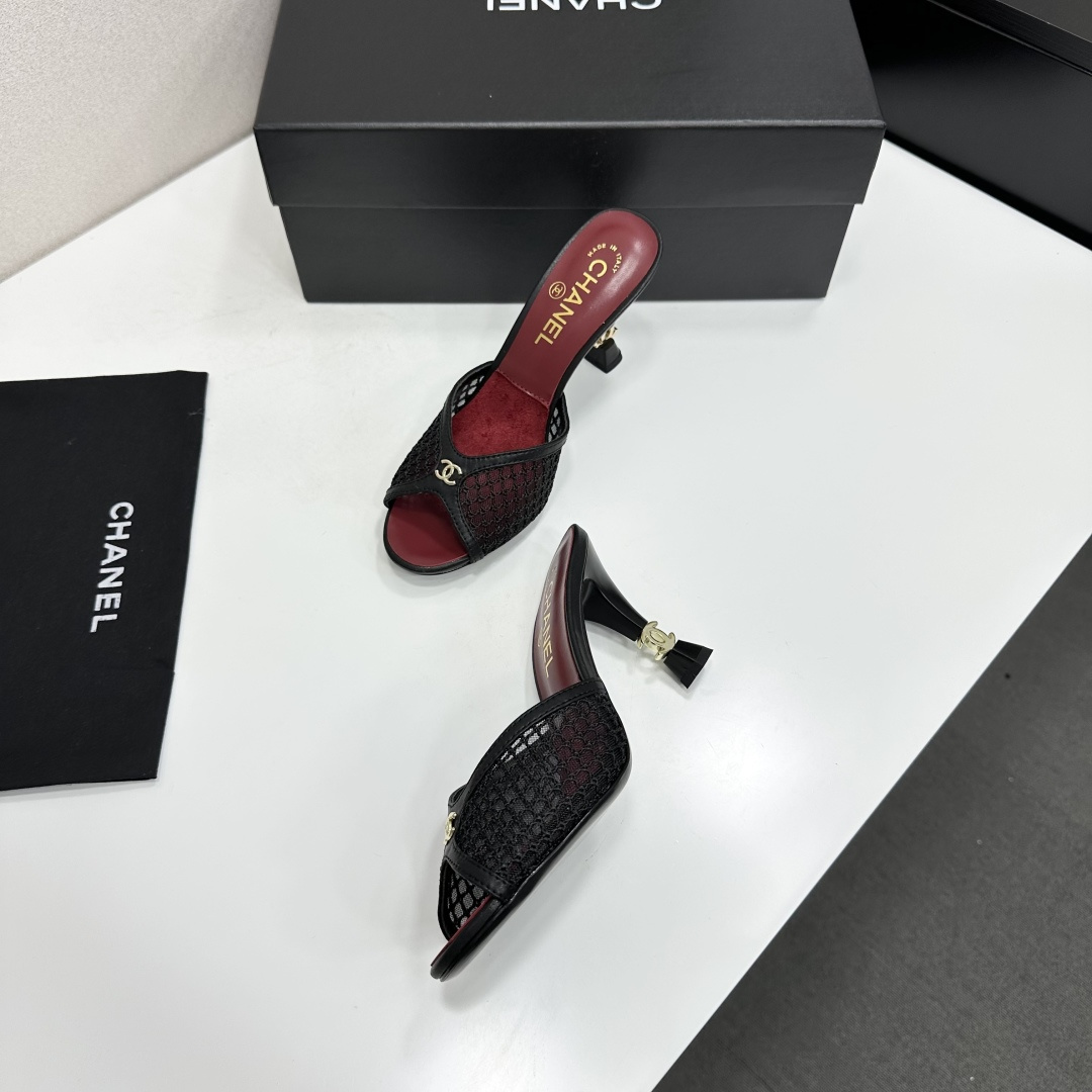 Chanel Mesh CC High Heel Slide Mules