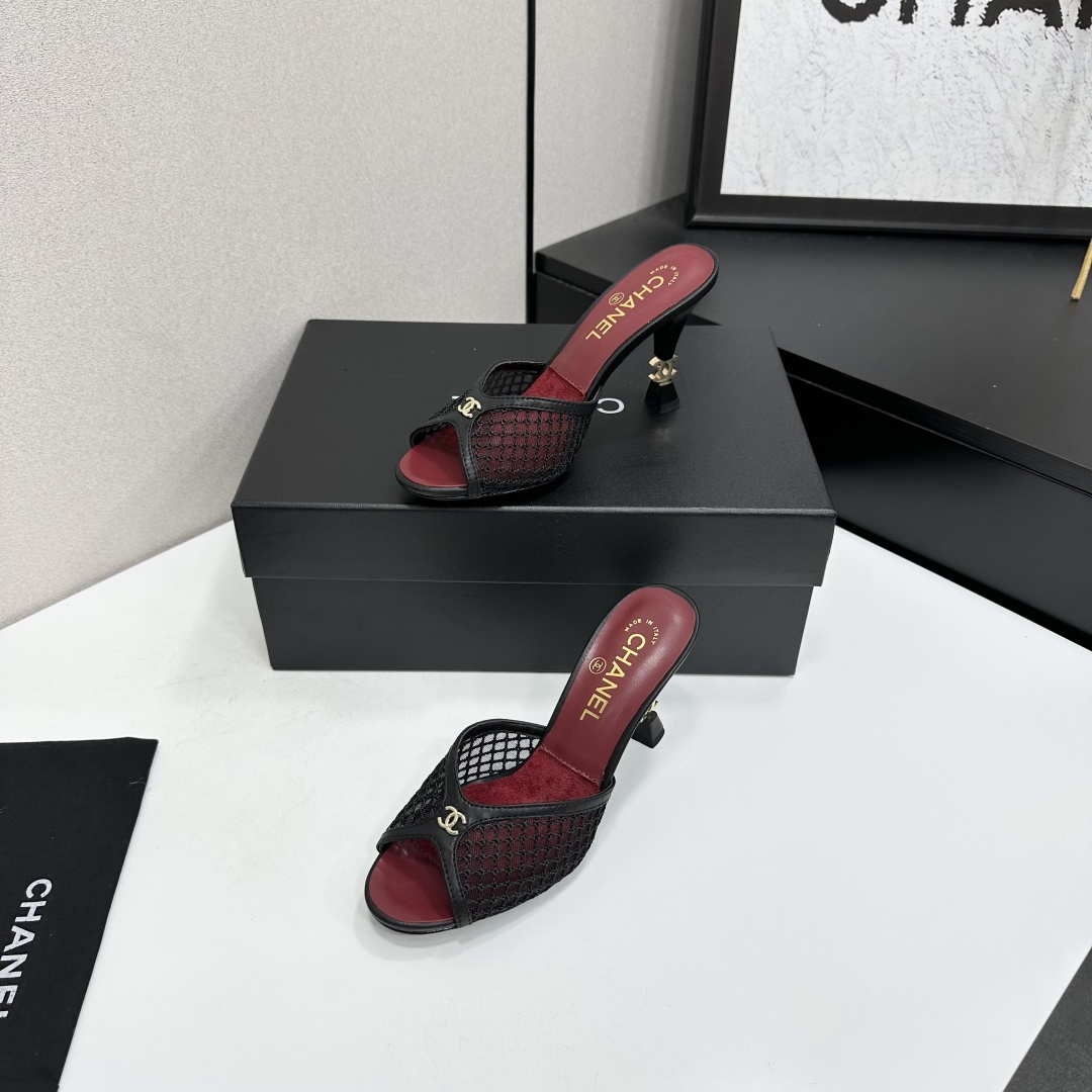 Chanel Mesh CC High Heel Slide Mules