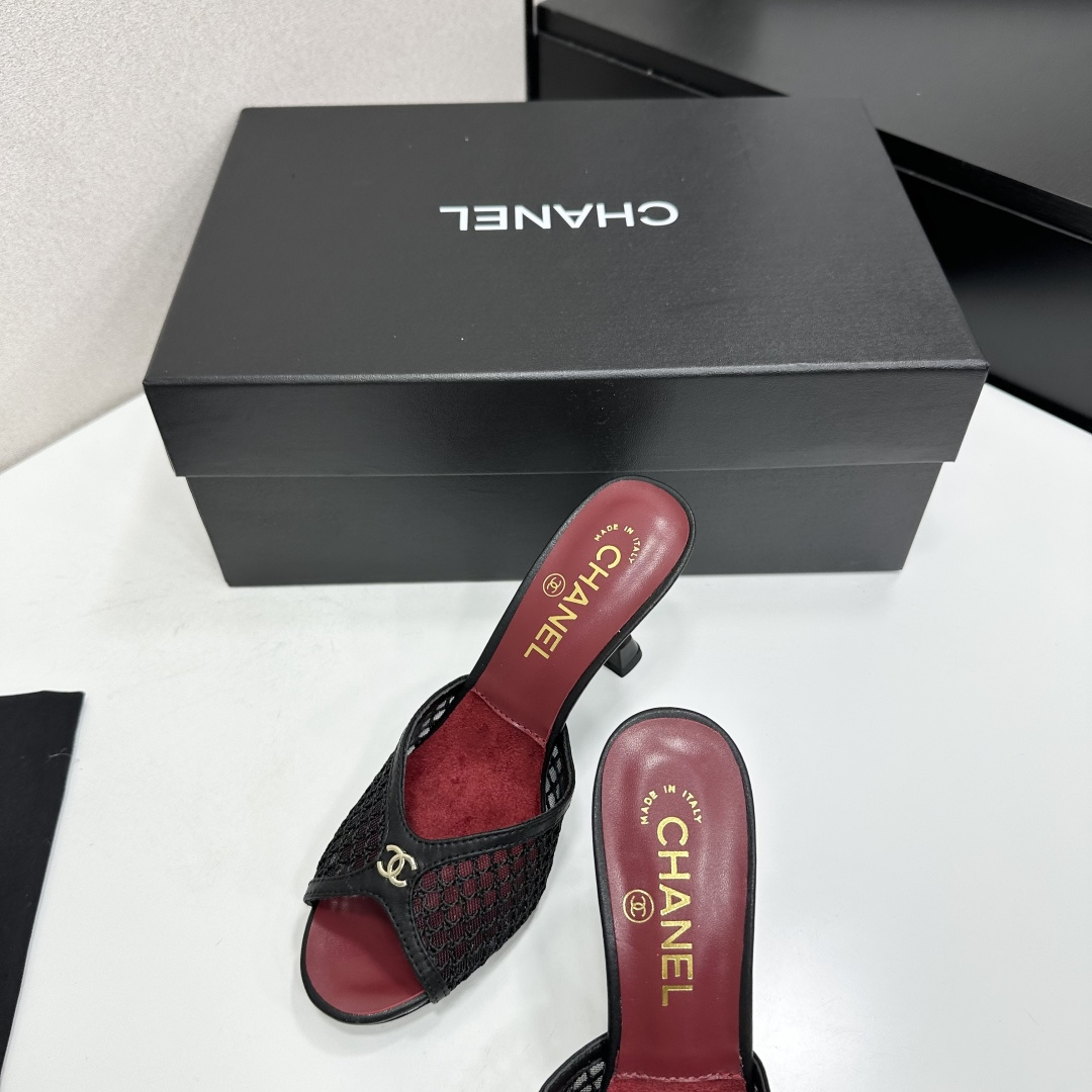 Chanel Mesh CC High Heel Slide Mules