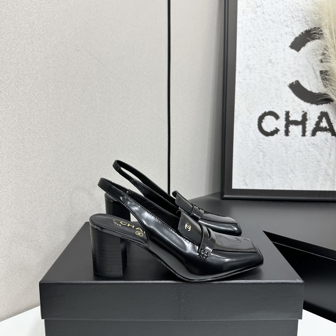 Black Slingback Loafer Pumps