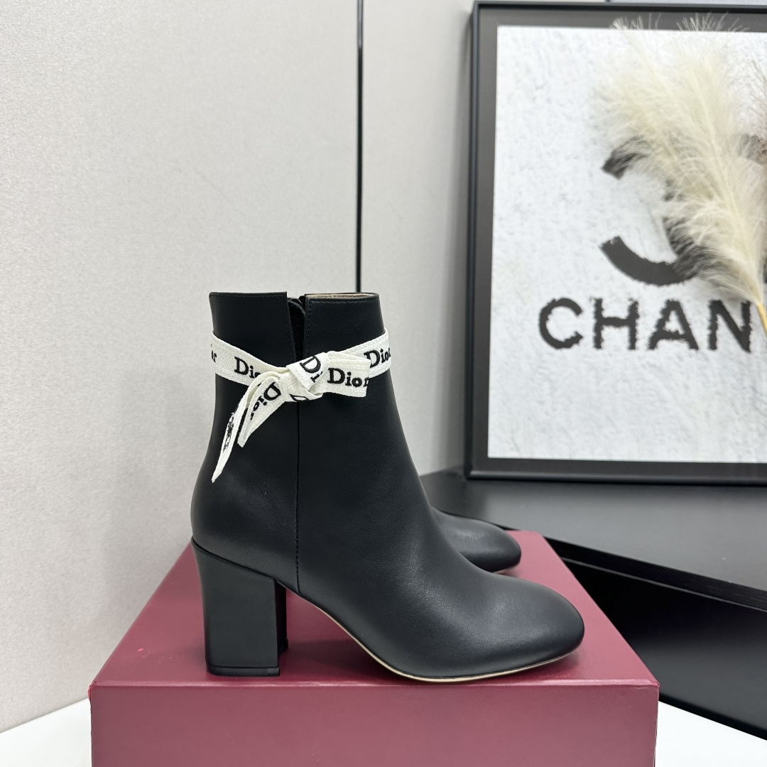 Black Tie Strap Ankle Boots
