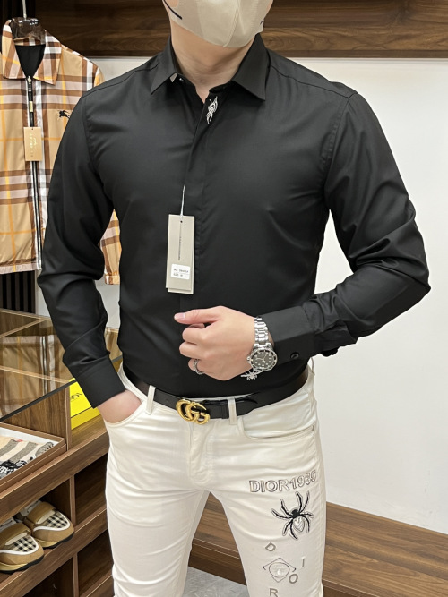 Dior Men's Black Long Sleeve Dress Shirt, Slim Fit, Imported Silk Fabric 9 Dior Men's Black Long Sleeve Dress Shirt, Slim Fit, Imported Silk Fabric
