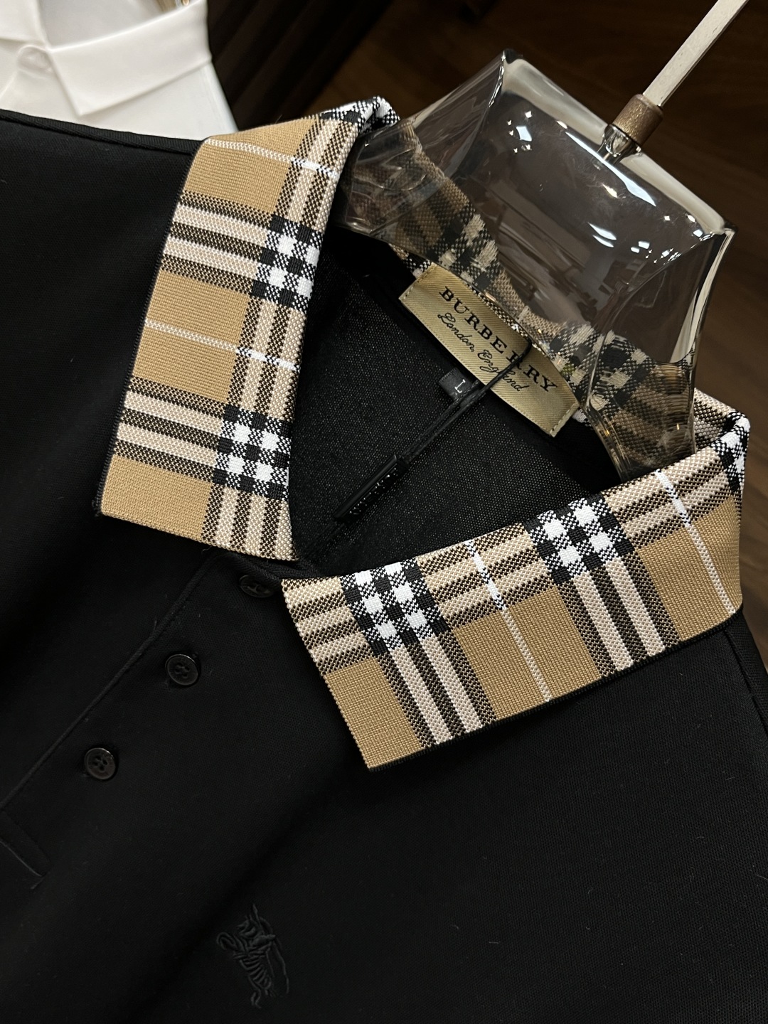 Burberry Men's Black Polo Shirt with Check Collar Fashionable and Comfortable 5 cmp i1743176990934 7242 0 3