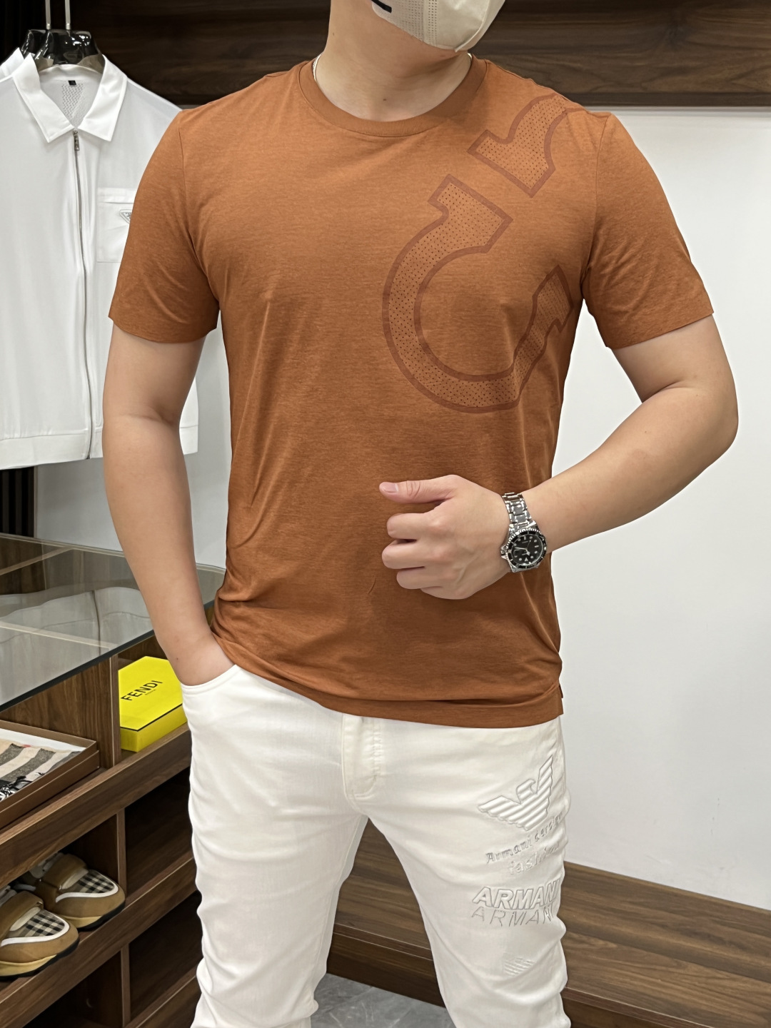 Ferragamo Men's Brown Logo T-Shirt - Summer Fashion Essential