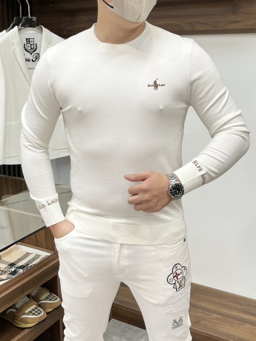 Ralph Lauren Men's White Knit Sweater | Slim Fit, Long Sleeve, Casual Style 1 Ralph Lauren Men's White Knit Sweater | Slim Fit, Long Sleeve, Casual Style
