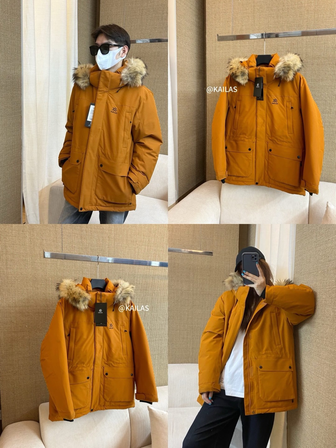 正品级💰680 凯乐石加厚工装大毛领羽绒服
【zg开模】【细节同步】
凯乐石KAILAS 毛领加厚工装防寒加绒防水羽绒服 冬季 

KAILAS 凯乐石 毛领加厚工装防寒加绒防水羽绒服  
性能硬核不失时尚的工装羽绒，可作为外层穿着，240G的高充绒量，使它足够应对外-25℃寒冷天气，面料能抵御刺骨风雪、小雨侵袭，源于高海拔攀登的极境防护系统，让寒风没有丝毫可乘之机。帽子可拆，满足徒步以外的各种场景需求。
抵御风雪
高山级防风雪面料，应对多变天气 GOOSE	240g高充绒	高效保暖，锁住更多热量16 17
全方位防风A0 

颜色：黑色，姜黄色，藏青色

SIZE:S-XXL