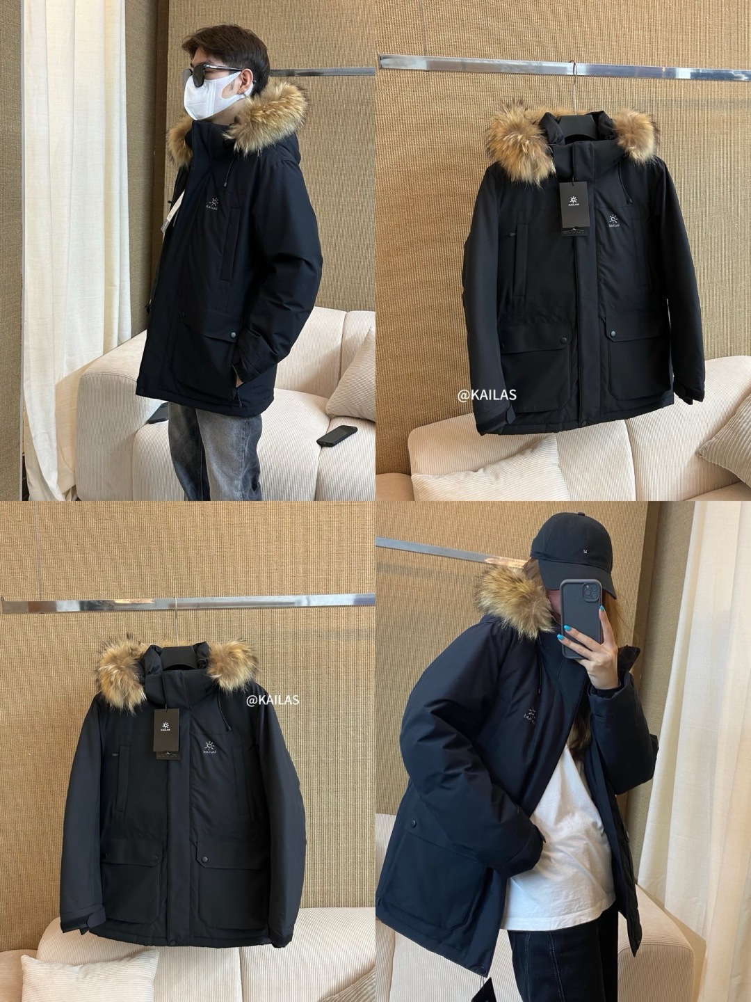 正品级💰680 凯乐石加厚工装大毛领羽绒服
【zg开模】【细节同步】
凯乐石KAILAS 毛领加厚工装防寒加绒防水羽绒服 冬季 

KAILAS 凯乐石 毛领加厚工装防寒加绒防水羽绒服  
性能硬核不失时尚的工装羽绒，可作为外层穿着，240G的高充绒量，使它足够应对外-25℃寒冷天气，面料能抵御刺骨风雪、小雨侵袭，源于高海拔攀登的极境防护系统，让寒风没有丝毫可乘之机。帽子可拆，满足徒步以外的各种场景需求。
抵御风雪
高山级防风雪面料，应对多变天气 GOOSE	240g高充绒	高效保暖，锁住更多热量16 17
全方位防风A0 

颜色：黑色，姜黄色，藏青色

SIZE:S-XXL