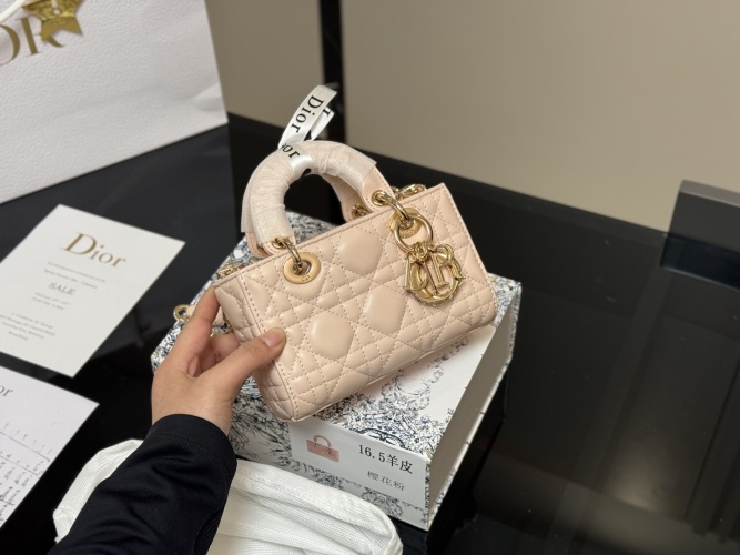 Dior Lady Micro Bag Lambskin Pale Pink with Gold Finish Metal
