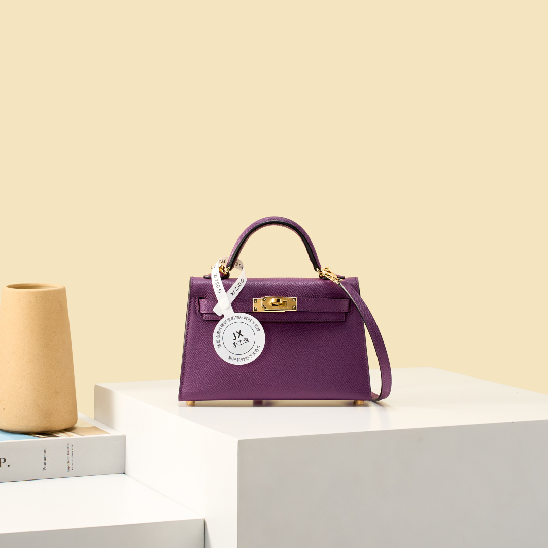 NO:919560,JX Mini Kelly 19cm Anemone Purple Craftsman Code: 052 JX Handmade Wax Thread Sewing Pure Steel Hardware, Hermes, Hermes,19860909JX 迷你Kelly 19cm 海葵紫 工匠码:052 JX 手工蜡线缝制 纯钢五金,爱马仕,hermes,Hermes,,Bag