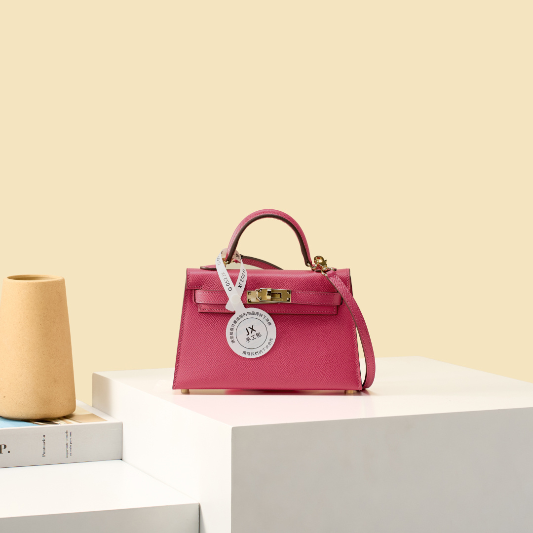 NO:919544,JX Mini Kelly 19cm Pink Craftsman Code: 052 JX Handmade Wax Thread Sewing Pure Steel Hardware, Hermes, Hermes,19860909JX 迷你Kelly 19cm 桃红 工匠码:052 JX 手工蜡线缝制 纯钢五金,爱马仕,hermes,Hermes,,Bag