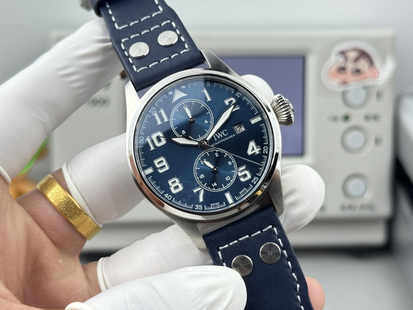 IWC Big Pilot's Watch Chronograph Le Petit Prince stainless steel case, blue dial, blue leather strap 43mm Men's Automatic