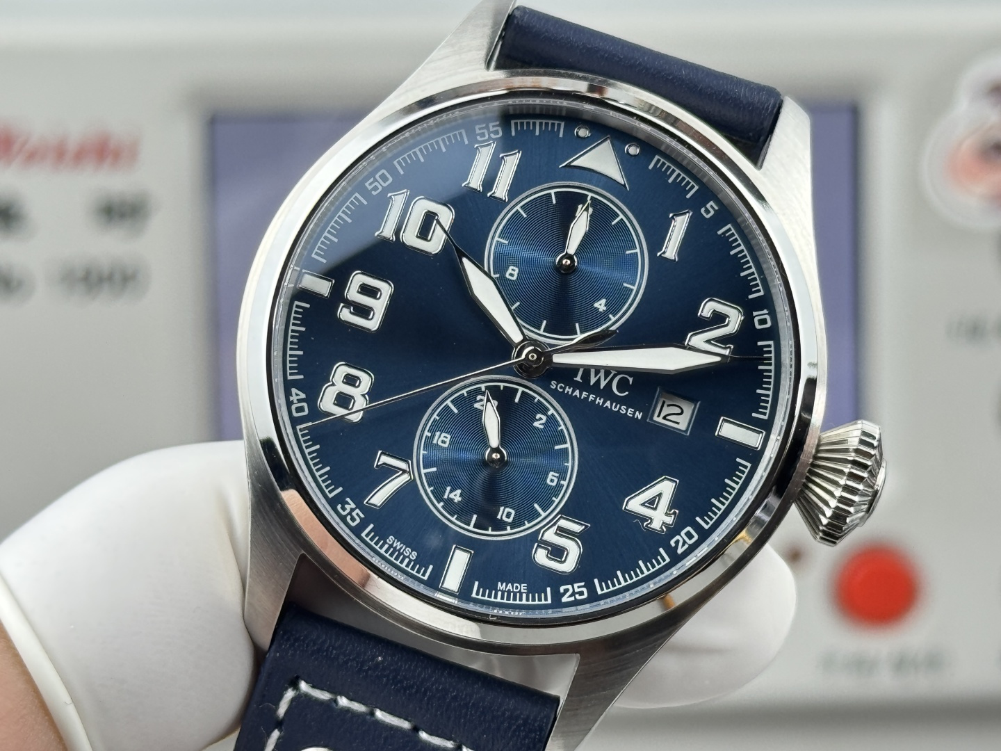 IWC Big Pilot's Watch Chronograph Le Petit Prince stainless steel case, blue dial, blue leather strap 43mm Men's Automatic