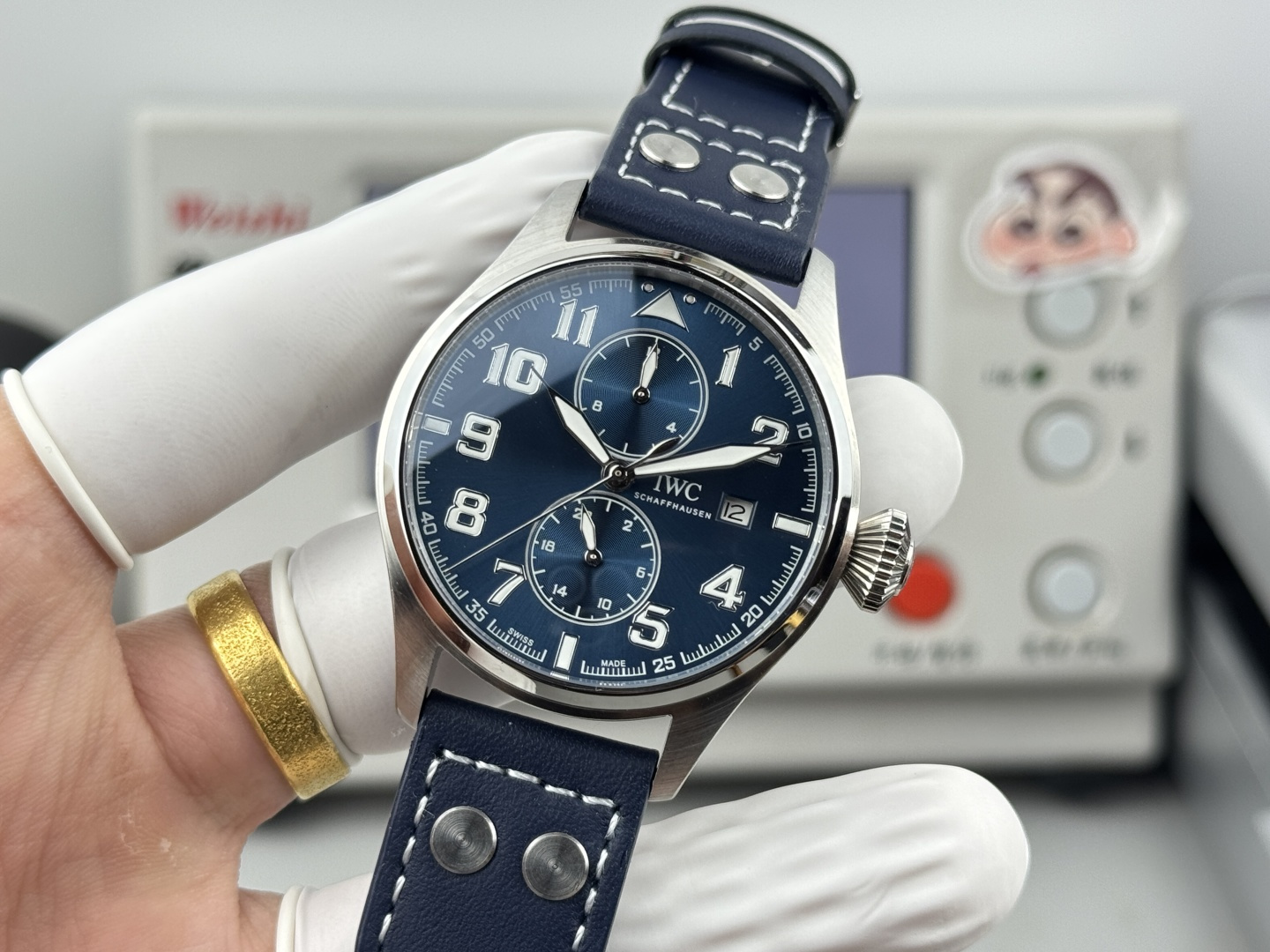 IWC Big Pilot's Watch Chronograph Le Petit Prince stainless steel case, blue dial, blue leather strap 43mm Men's Automatic