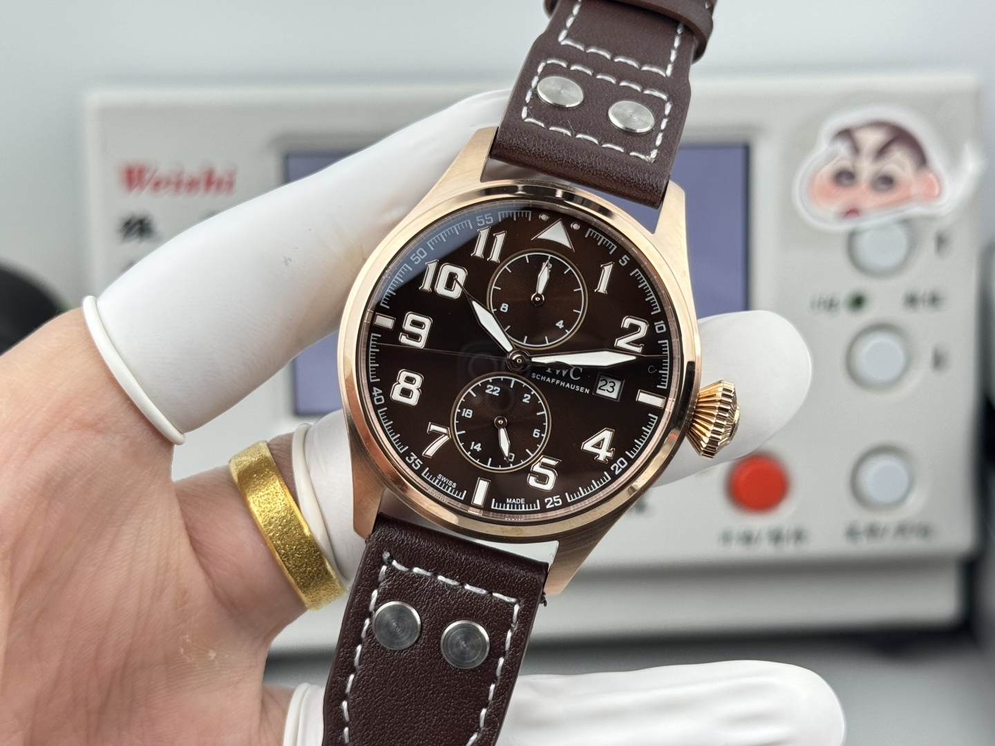 IWC Big Pilot's Watch Edition "Le Petit Prince" Annual Calendar Spitfire rose gold case, brown dial, brown leather strap 46mm Men's Automatic