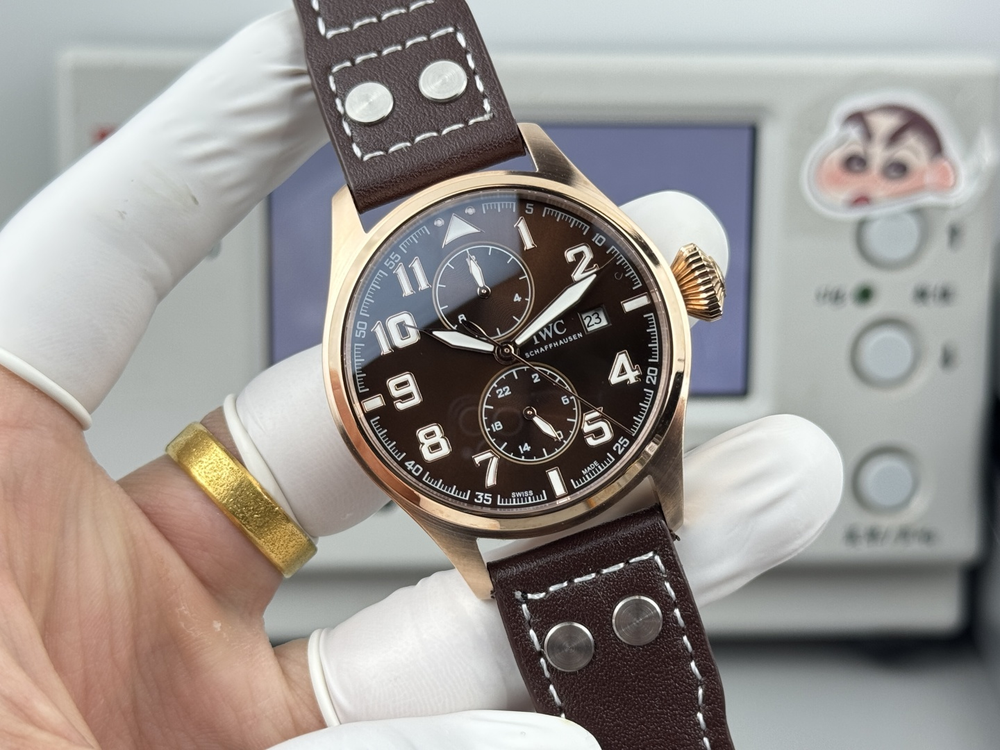 IWC Big Pilot's Watch Edition "Le Petit Prince" Annual Calendar Spitfire rose gold case, brown dial, brown leather strap 46mm Men's Automatic