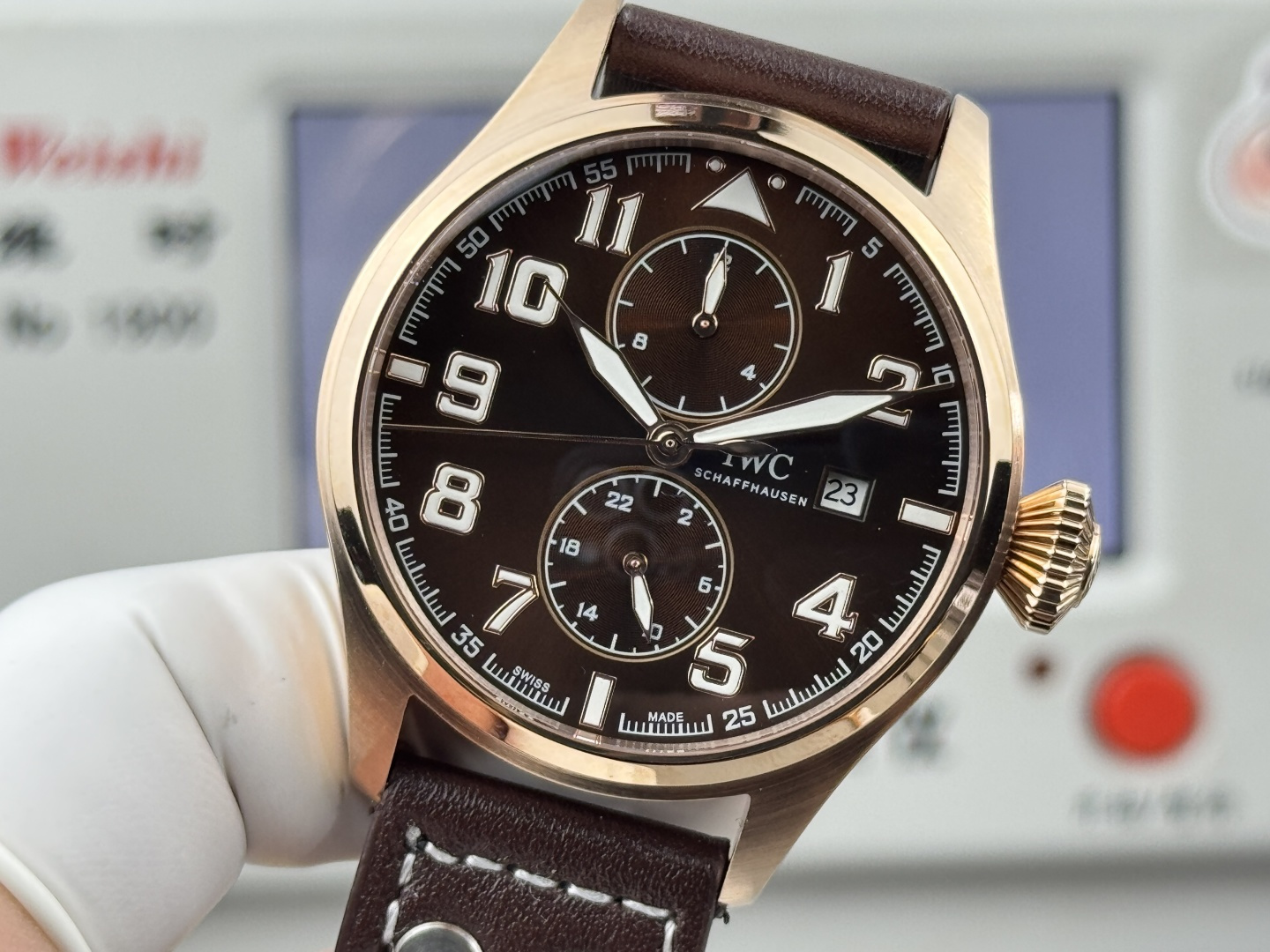 IWC Big Pilot's Watch Edition "Le Petit Prince" Annual Calendar Spitfire rose gold case, brown dial, brown leather strap 46mm Men's Automatic