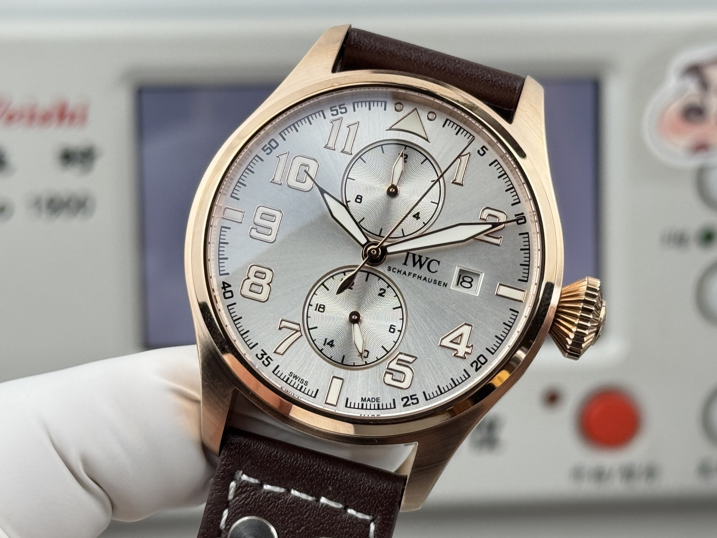 IWC Big Pilot's Watch 43 Spitfire rose gold case, silver dial, brown leather strap 43mm Men's Automatic