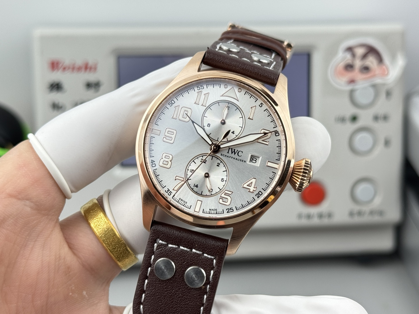 IWC Big Pilot's Watch 43 Spitfire rose gold case, silver dial, brown leather strap 43mm Men's Automatic