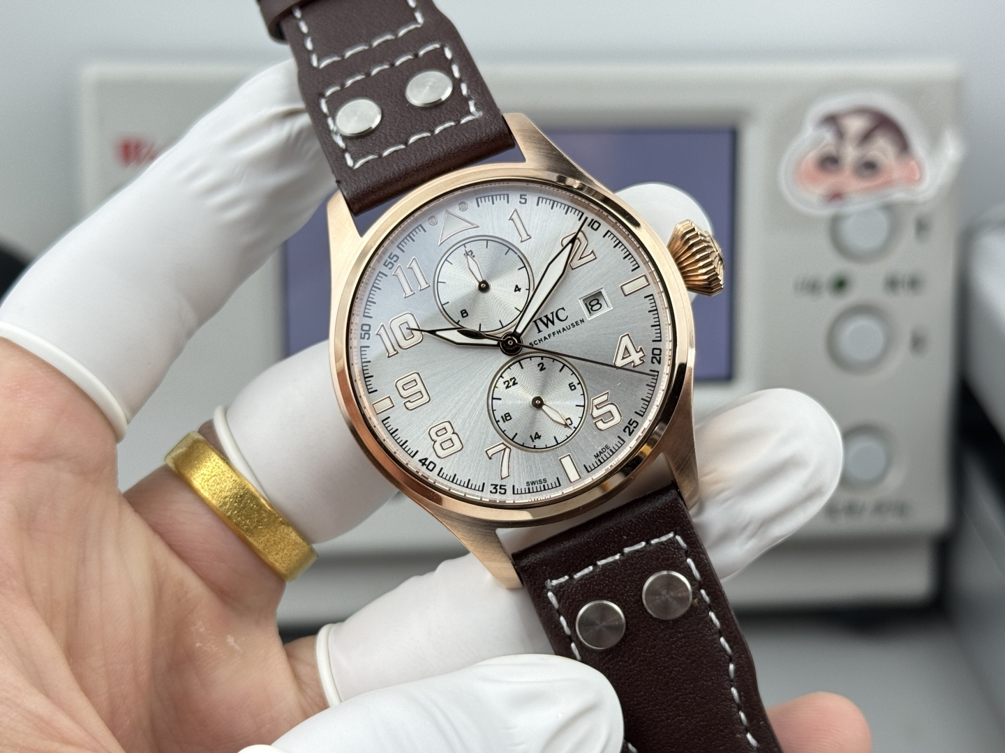 IWC Big Pilot's Watch 43 Spitfire rose gold case, silver dial, brown leather strap 43mm Men's Automatic