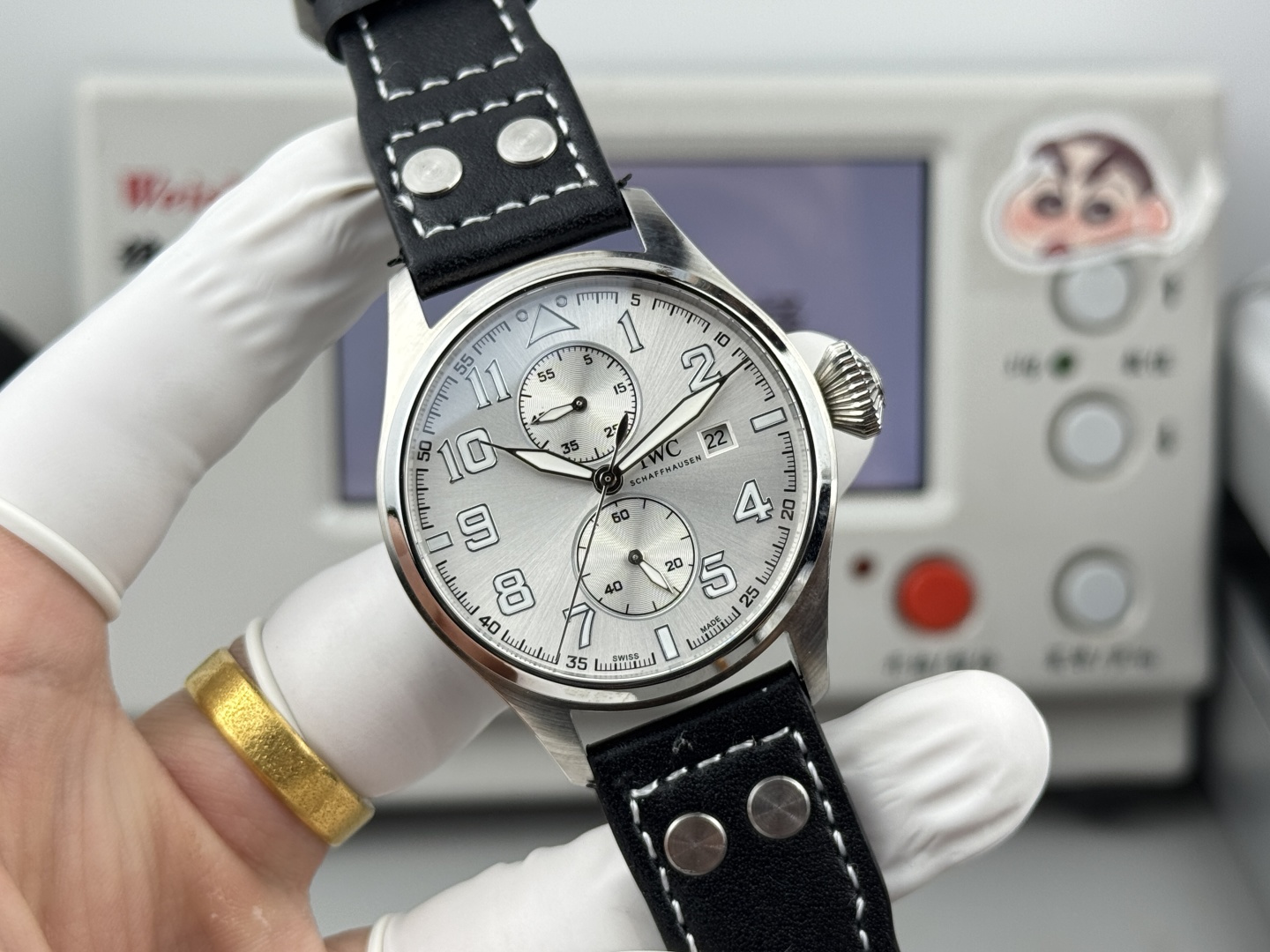 IWC Big Pilot's Watch Edition "Le Petit Prince" Chronograph stainless steel case, silver dial, black leather strap 46mm Men's Automatic
