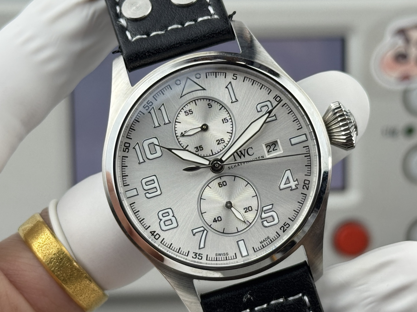 IWC Big Pilot's Watch Edition "Le Petit Prince" Chronograph stainless steel case, silver dial, black leather strap 46mm Men's Automatic