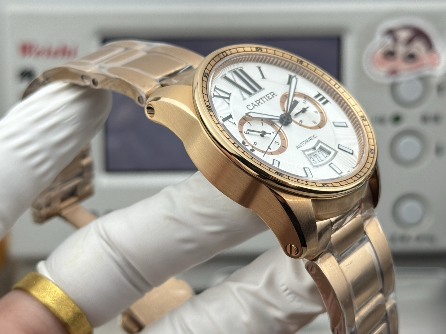 Cartier 卡地亚卡历博系列 进口9100机芯 卡地亚标志陀片 具备月份 星期 日期等各种实用功能显示
