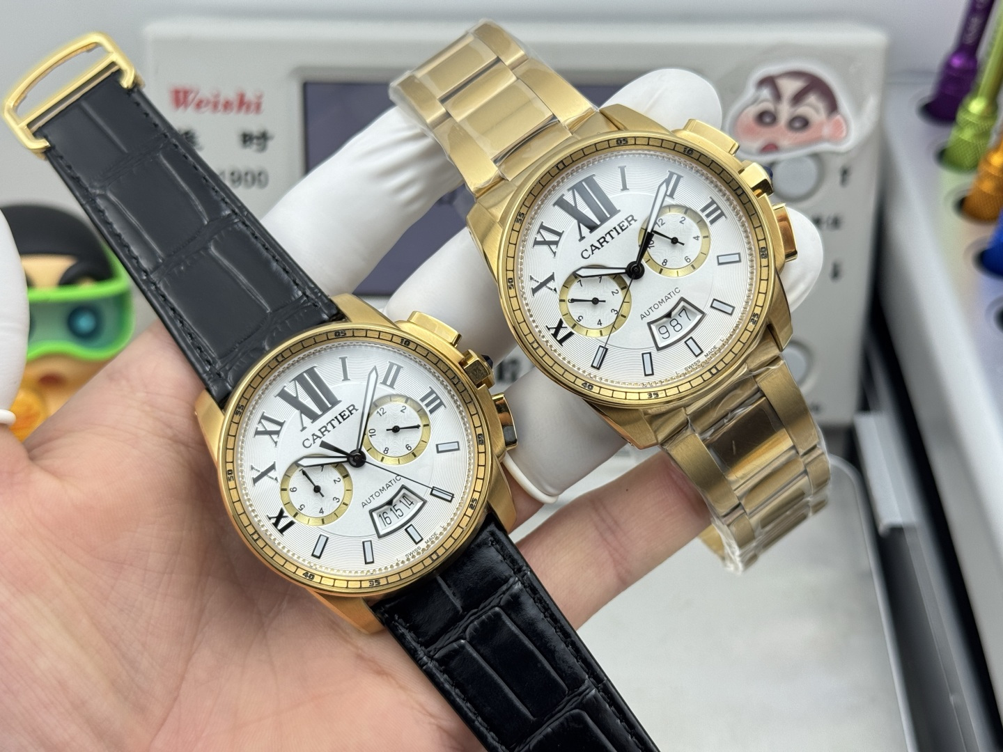 NO:714516,GAW original Cartier/CARTIER N9 Cartier series original imported movement (zero renovation), original Cartier logo rotor, with various practical functions such as month, day of the week, date, etc. Original stainless steel folding buckle design (glossy and sanded below), sapphire crystal mirror, elegant and unique, super A quality, it is a very modern Cartier watch, which perfectly combines men's full dynamic and outstanding talents. ,,cartier,cartier19860909GAW 原版 卡地亚 /CARTIER N9 卡历博系列原版进口机芯（零翻修）,原装卡地亚标志陀片,具备月份,星期,日期等各种实用功能显示.原装精钢折叠表扣设计（上光下砂）,蓝宝石水晶镜面,高雅别致,超A品质,是极具现代感的卡地亚腕表,将男士的十足动感与杰出才华结合得天衣无缝 ,,,cartier,cartier,Watch