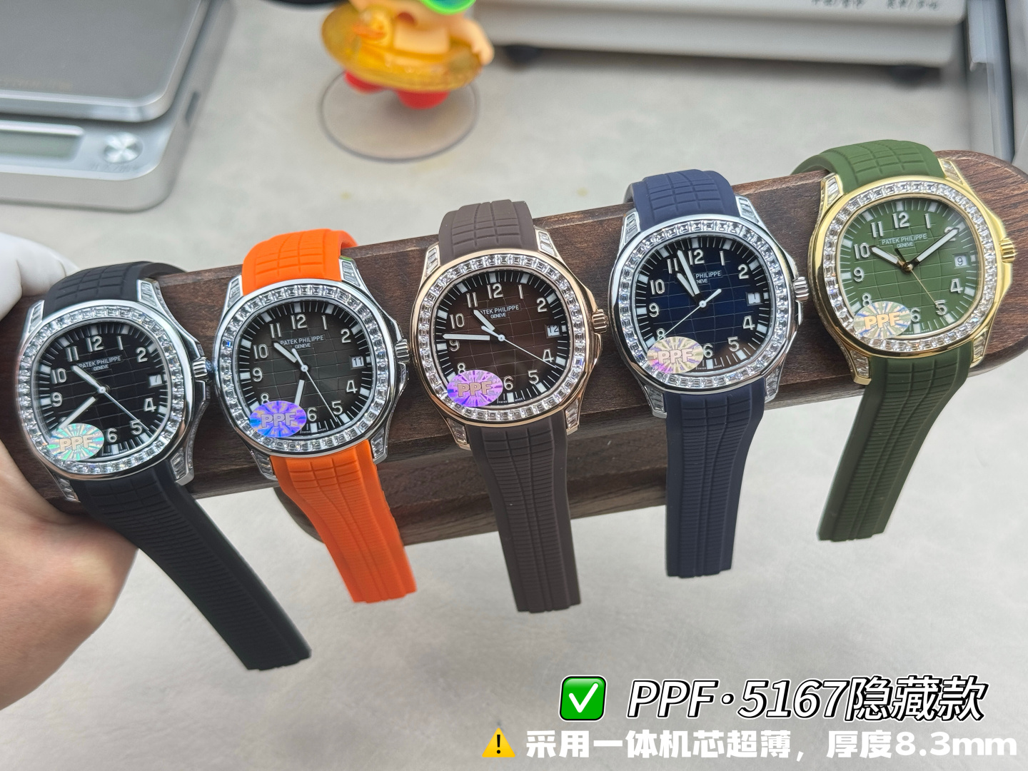 파텍필립 아쿠아넛 5167 다이아 자동 초박형 그레이 다이얼 40mm PPF 공장 레플리카 44202