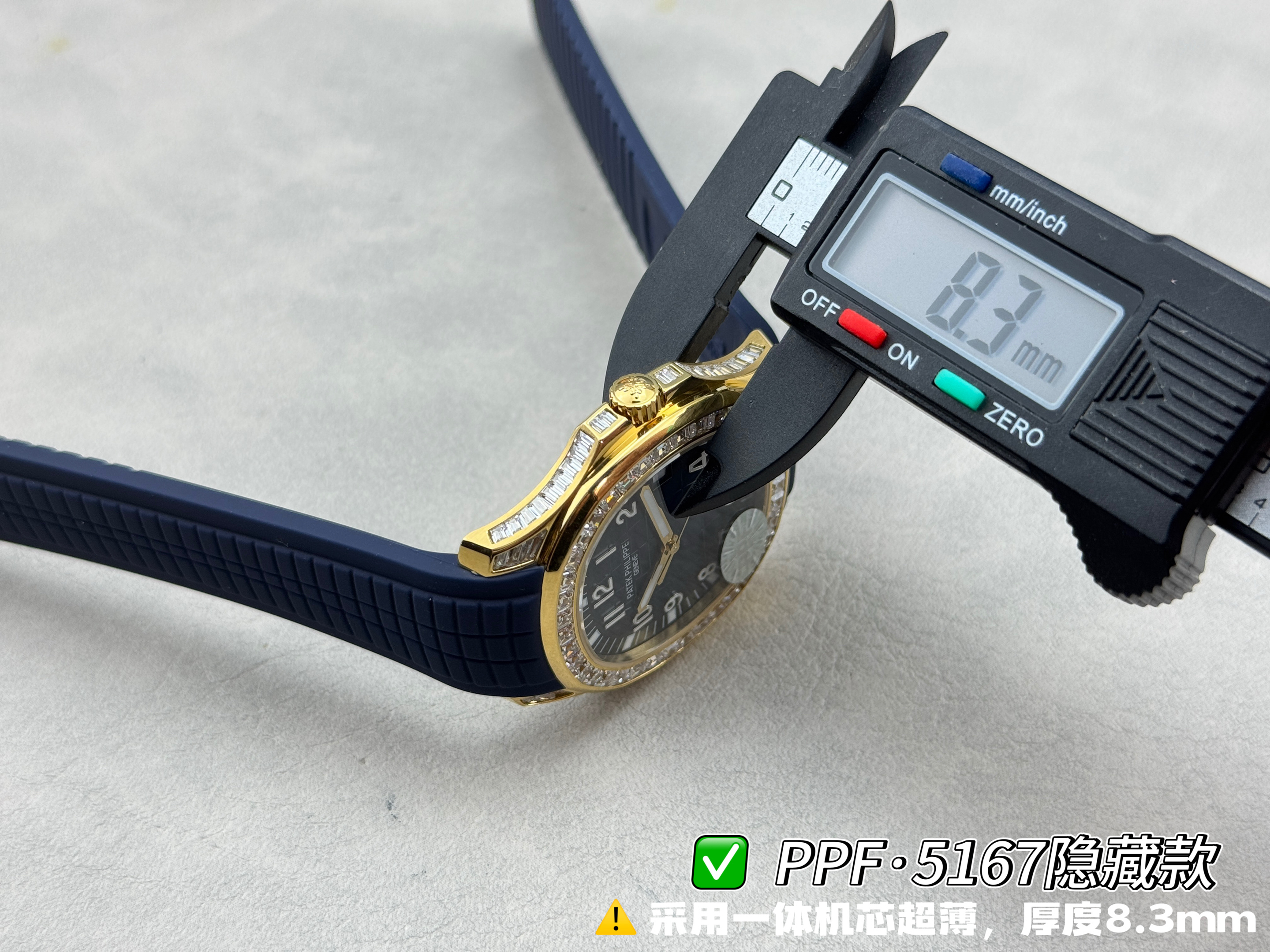파텍필립 아쿠아넛 5167 다이아 자동 초박형 그레이 다이얼 PPF 공장 레플리카 44203 Patek Philippe 이미지 16