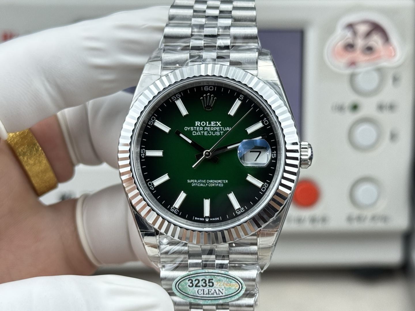 NO:765466,'The strongest point C on the surface' new 41mm gradient green log, Shanghai integrated movement/instant jump movement!  ,19860909“分地表最强分C”新款41mm渐变绿日志,上海一体机芯/瞬跳机芯！,,Watch