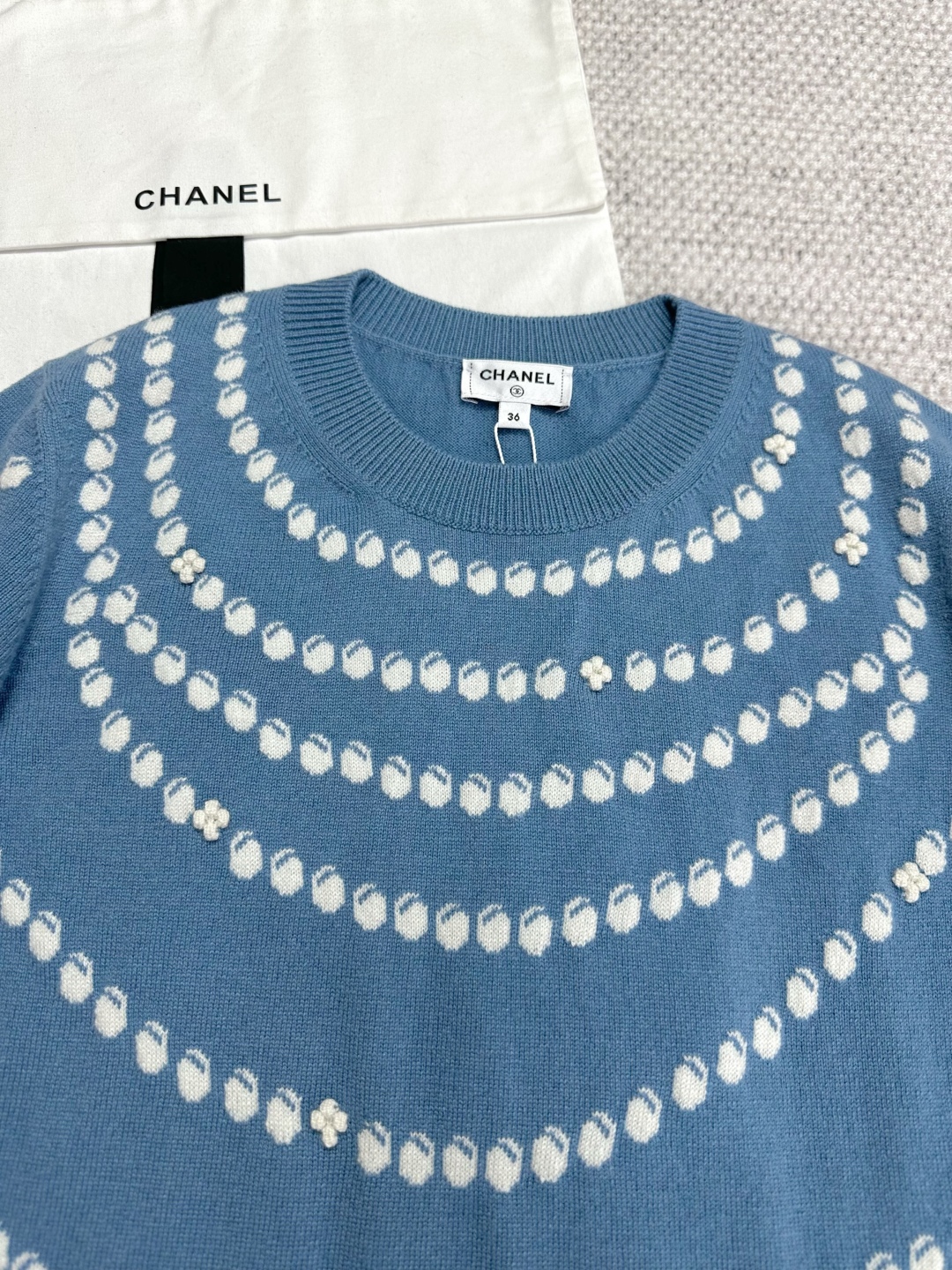 Elegant Chanel Cashmere Dress with Pearl Chain, Knit Mini Dress for Women 5 cmp i1742365273605 2623 0 3