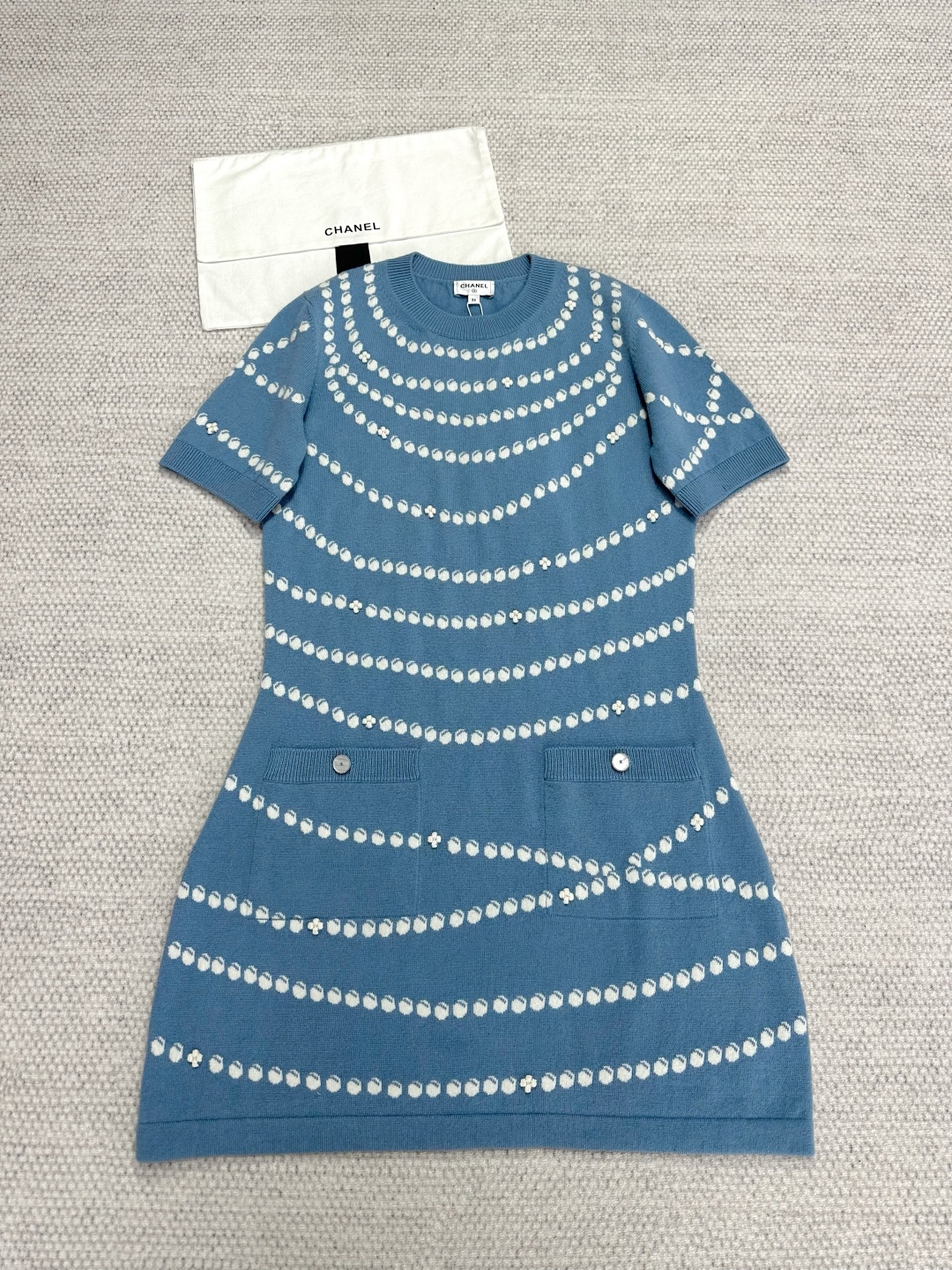 Elegant Chanel Cashmere Dress with Pearl Chain, Knit Mini Dress for Women 2 cmp i1742365274157 4582 0 1