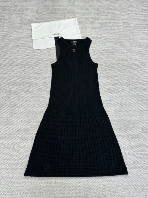 Chanel Knit Mini Dress, Sleeveless Ribbed Dress, 100% Cotton, Black, 3 Sizes 1 Chanel Knit Mini Dress, Sleeveless Ribbed Dress, 100% Cotton, Black, 3 Sizes