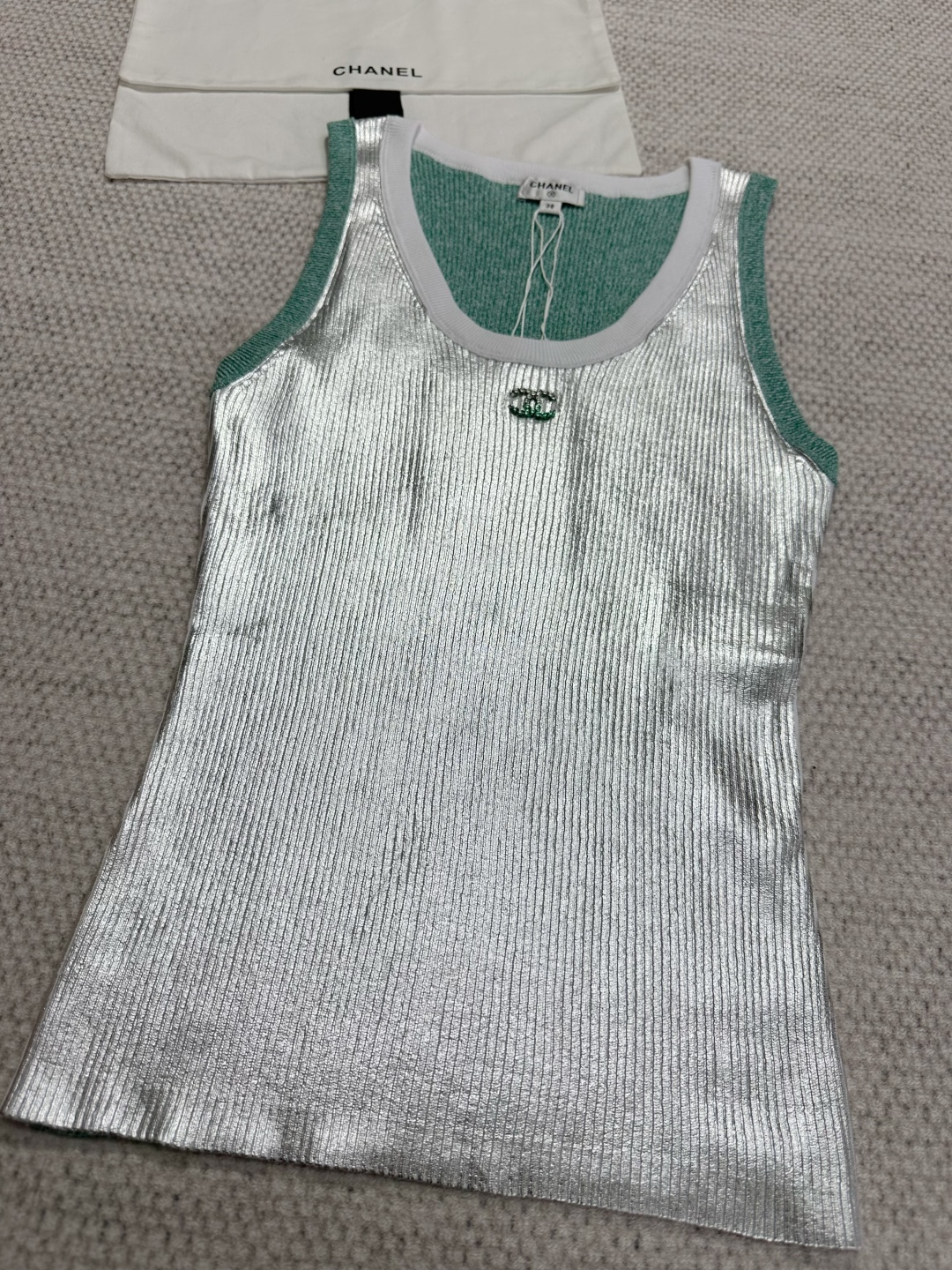 CC25C Silver Hot Stamping Vest Ribbed Knit Sleeveless Top 6 cmp i1750164173229 4522 0 4