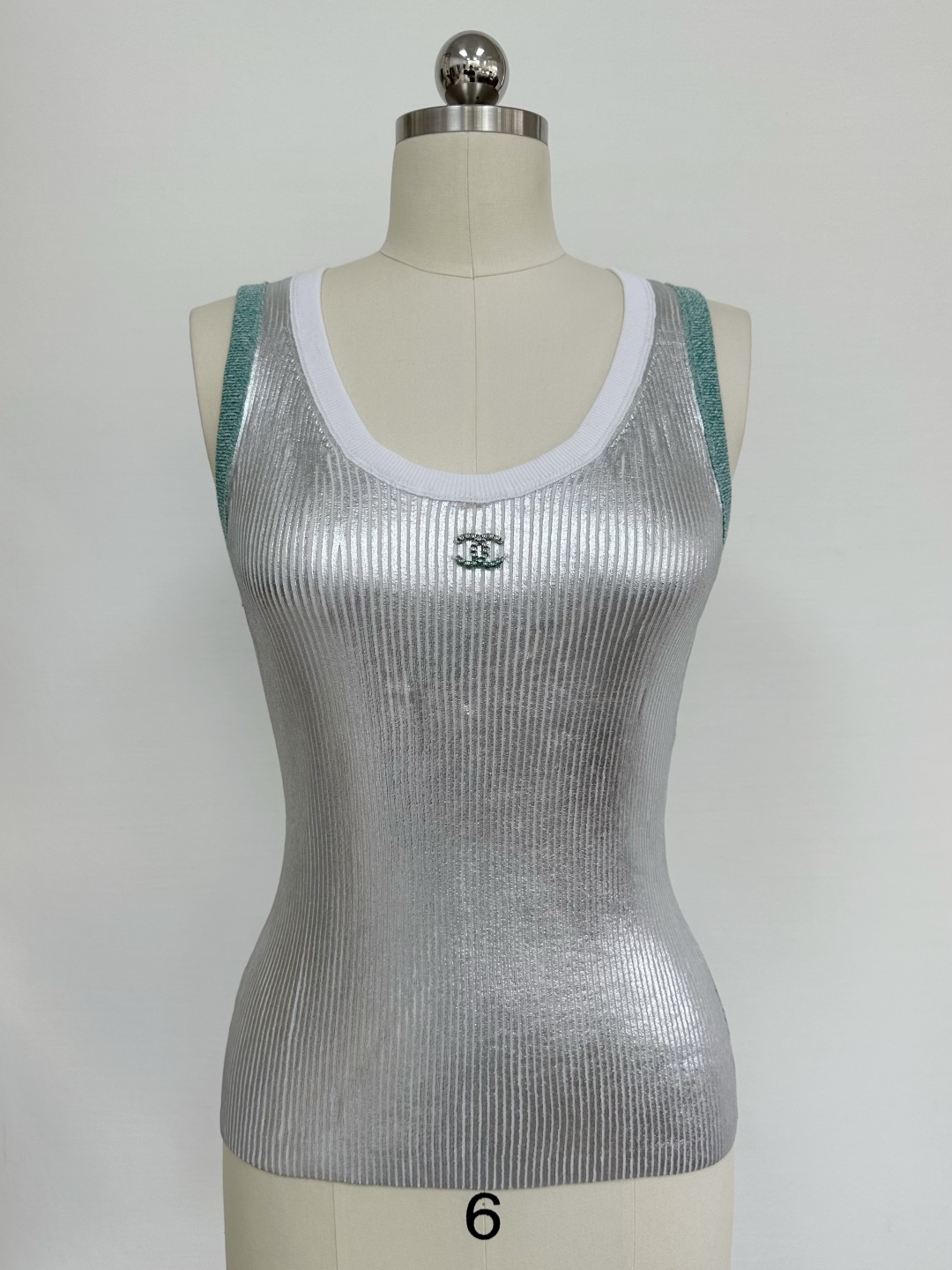 CC25C Silver Hot Stamping Vest Ribbed Knit Sleeveless Top 2 cmp i1750164173229 7674 0 0