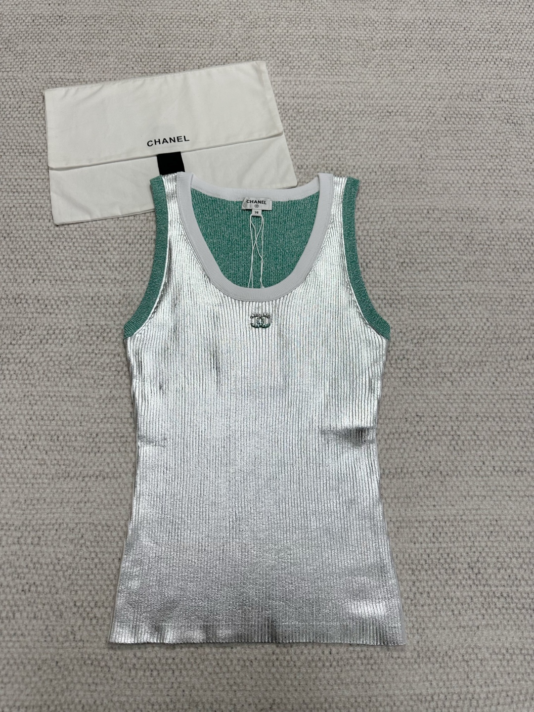 CC25C Silver Hot Stamping Vest Ribbed Knit Sleeveless Top 4 cmp i1750164175030 2303 0 2