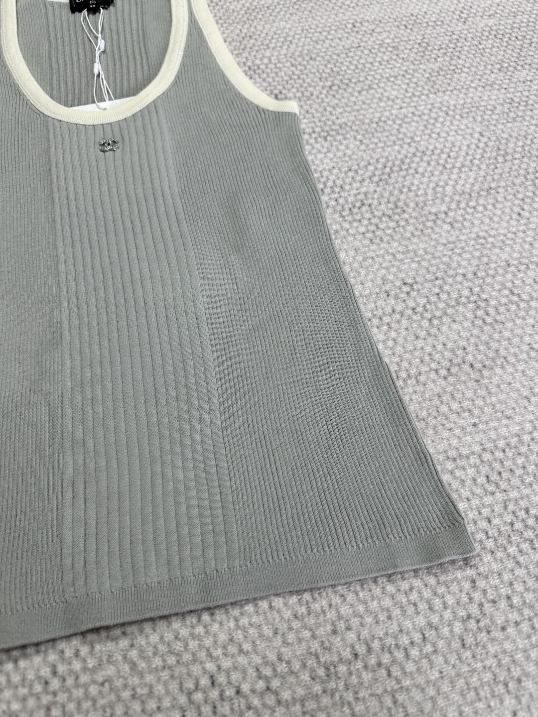 Coco Beach Knitted Tank Top | Fine Cotton Ribbed Vest with Trim 8 cmp i1750314125329 9743 0 6