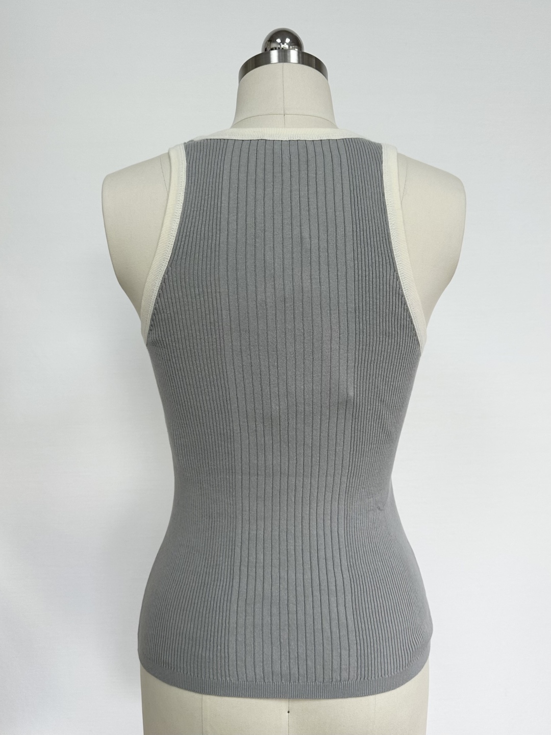 Coco Beach Knitted Tank Top | Fine Cotton Ribbed Vest with Trim 5 cmp i1750314127183 8563 0 3