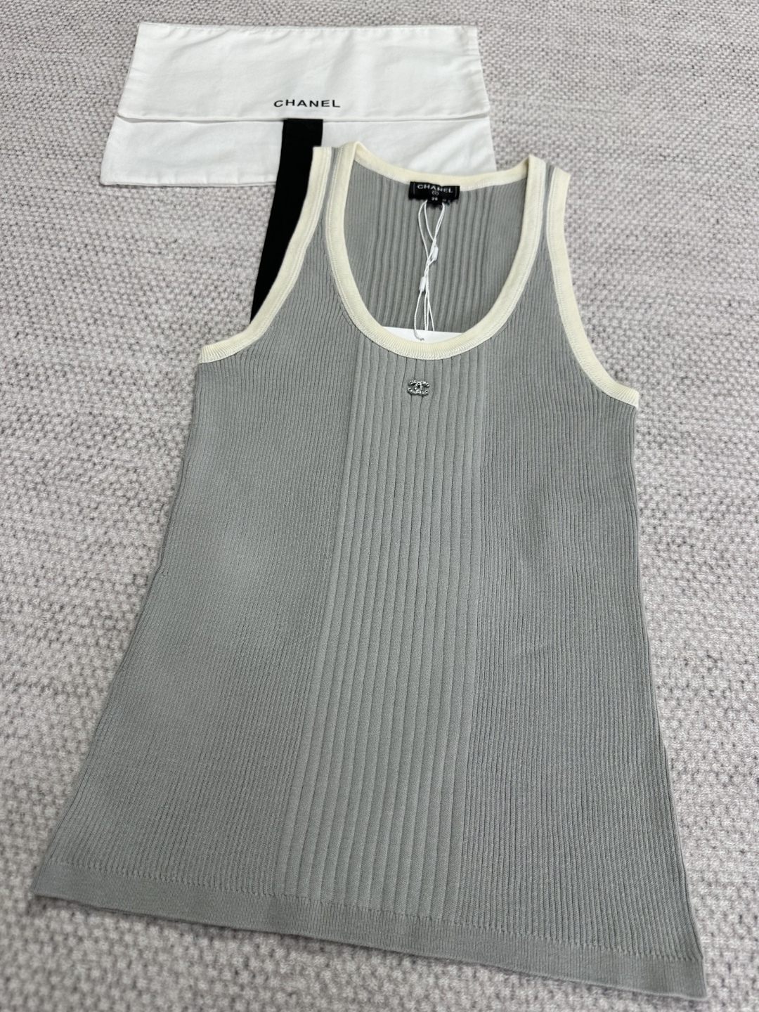 Coco Beach Knitted Tank Top | Fine Cotton Ribbed Vest with Trim 6 cmp i1750314129838 1888 0 4