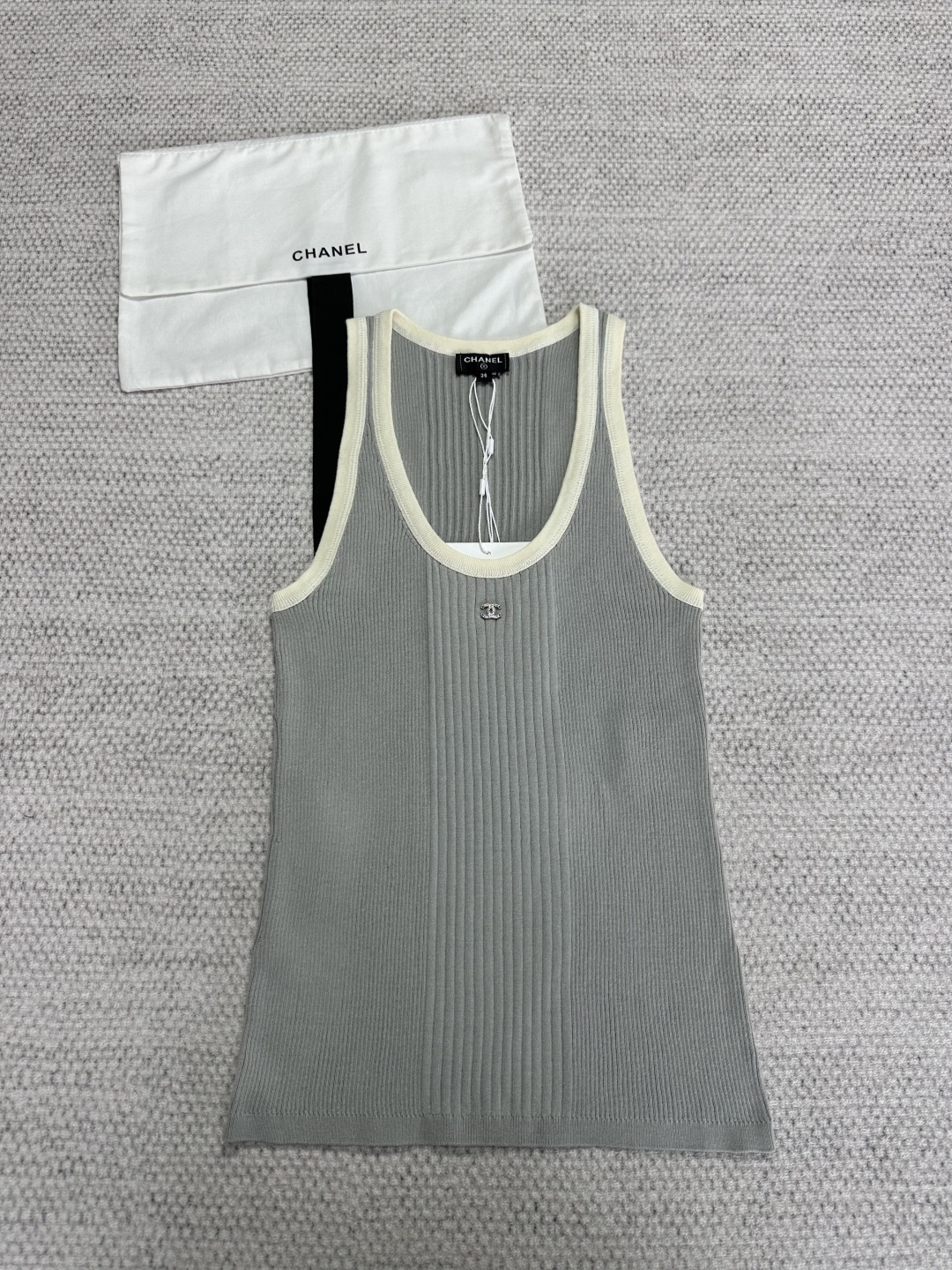 Coco Beach Knitted Tank Top | Fine Cotton Ribbed Vest with Trim 2 cmp i1750314129844 459 0 0