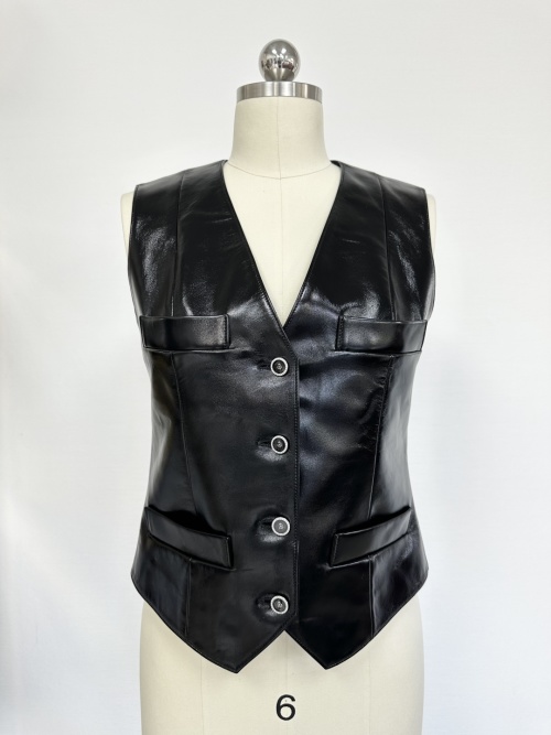 Elegant Lambskin Leather Vest - Stylish & High-Quality Women's Sleeveless Top 1 Elegant Lambskin Leather Vest - Stylish & High-Quality Women's Sleeveless Top