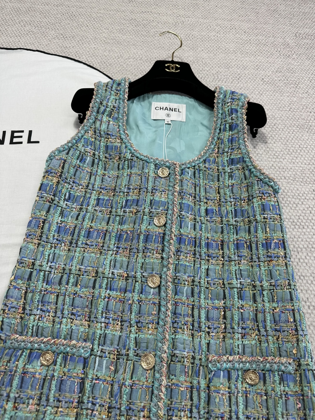 CC25A Plaid Woven Dress, Custom Tweed Fabric, Silk Lining, Sizes 36-40 7 cmp i1754978807741 937 0 5