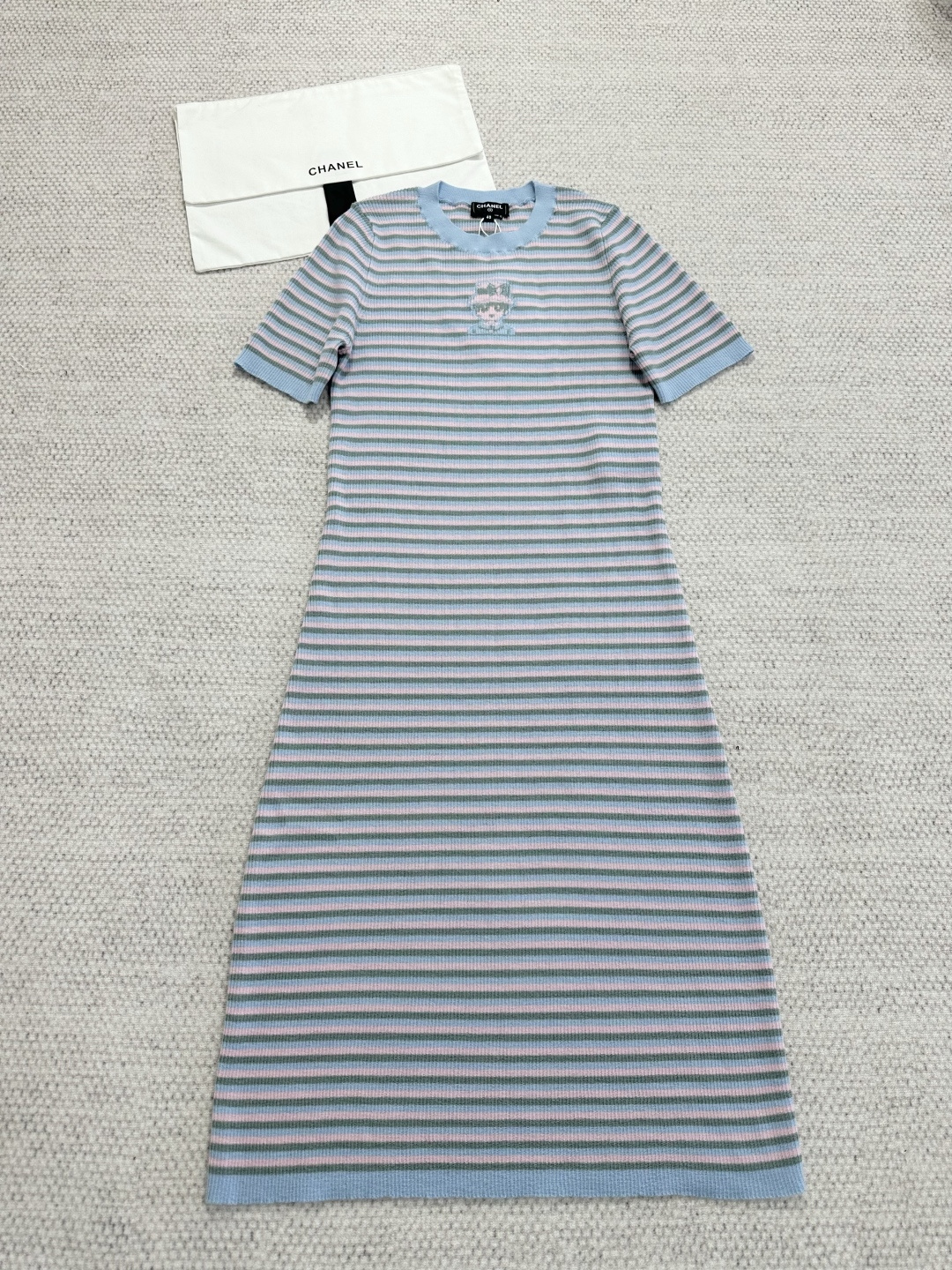 Elegant Blue Knit Dress – Premium Cashmere Blend, Intricate Detailing, Various Sizes