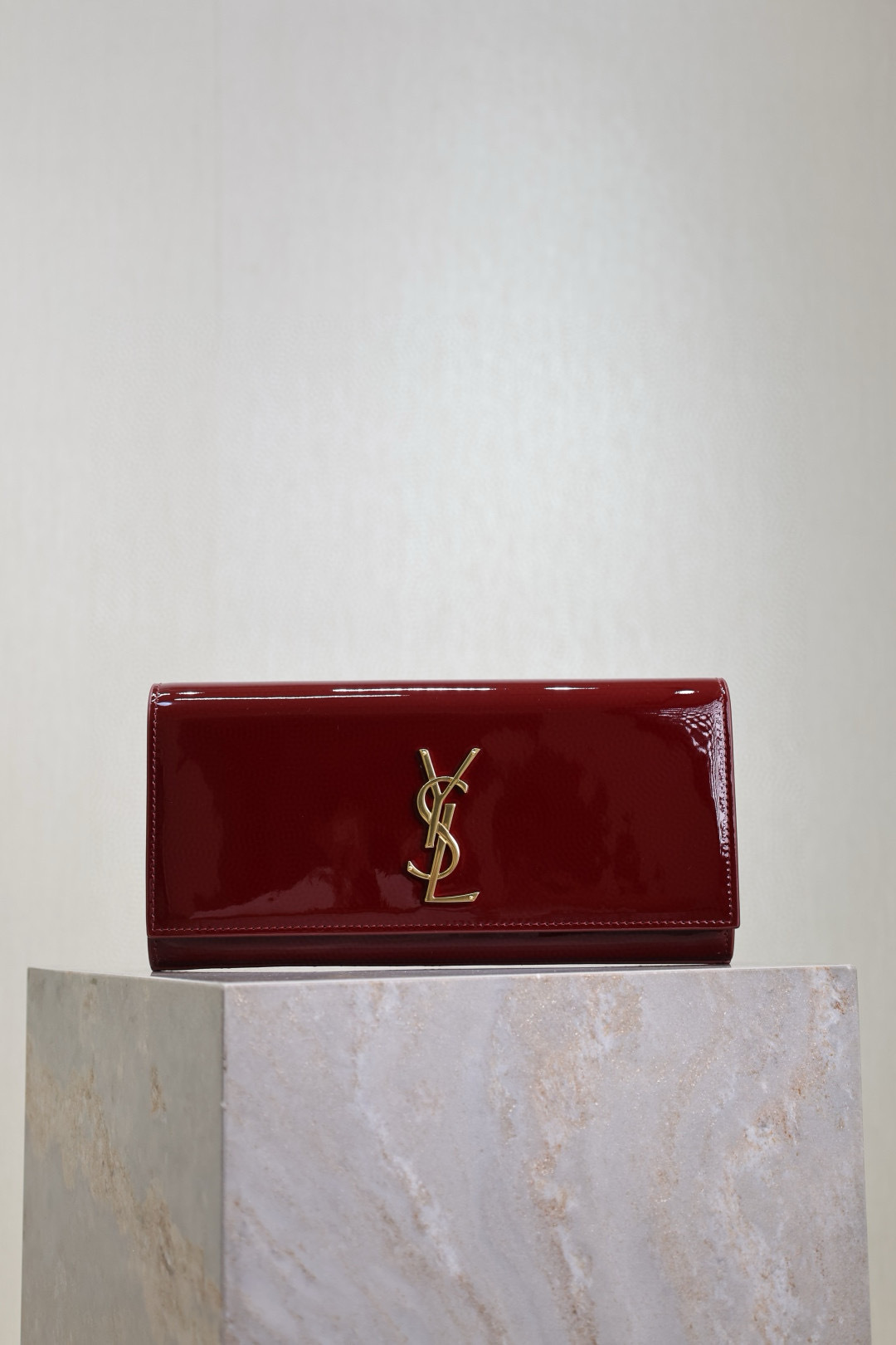 Yves Saint Laurent Kate Clutch Bag in Red Patent Leather With Gold Hardware